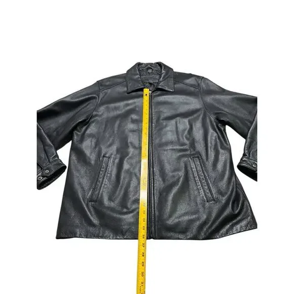 Vintage St. John’s Bay Men’s Genuine Black‎ Leather Motorcycle Jacket - XL